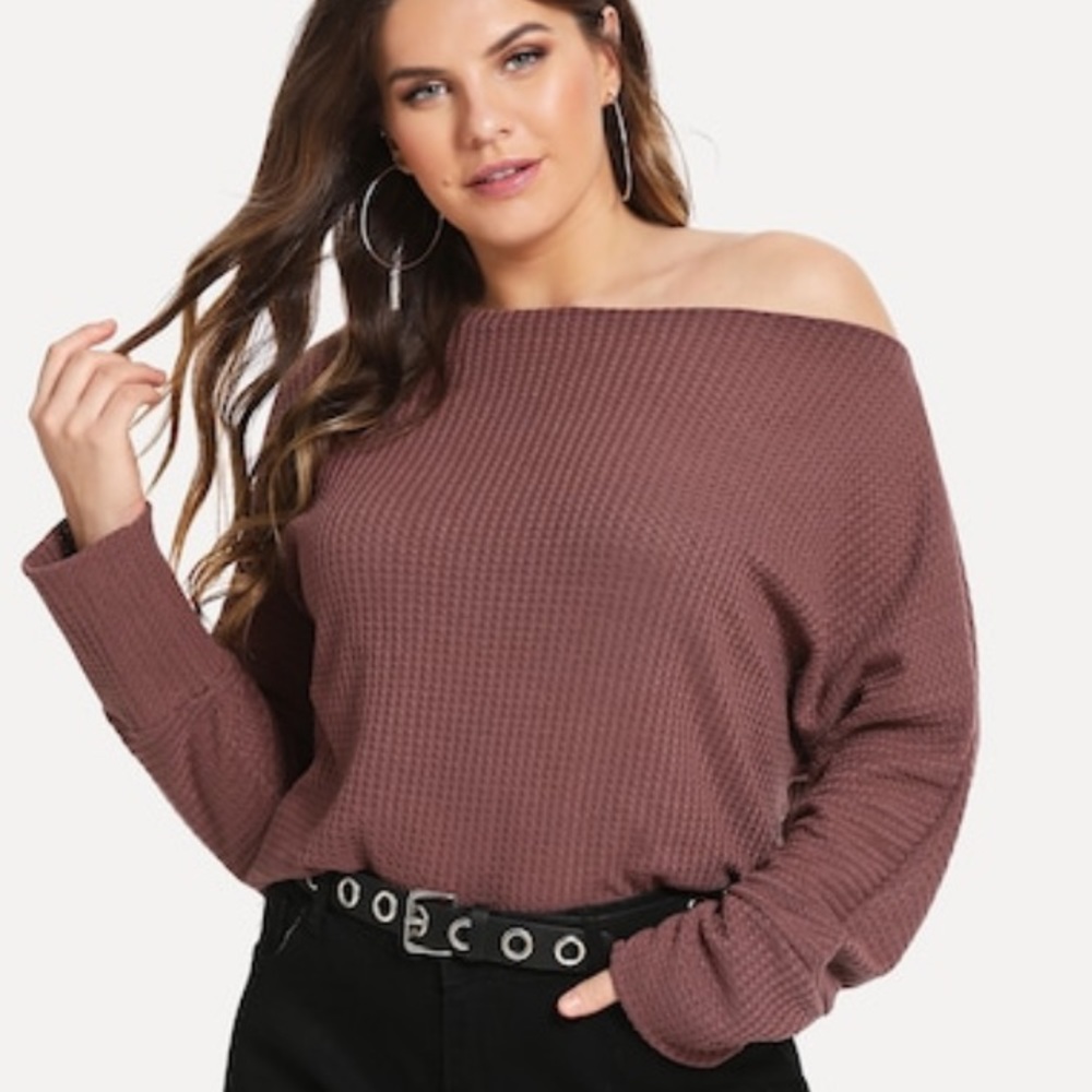 Waffle Knit Boat Neck Top